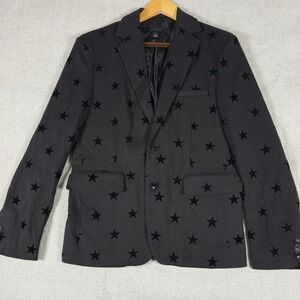 Jay Walker Mens Blazer Jacket Black All Over Star Print Size S